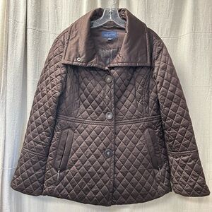 Jones New York Quilted Chocolate Jacket / buttons actually snap / size XL